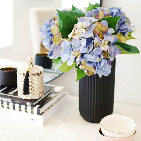 Artificial blue hydrangea bouquet faux flowers