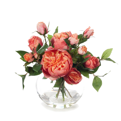 Burnt Orange English Rose Combination in Vase